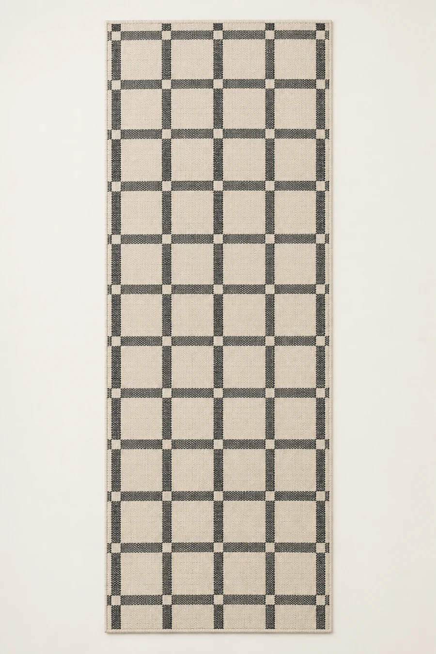 Ivory Lattice Runner, Ivory / Charcoal, full rug view