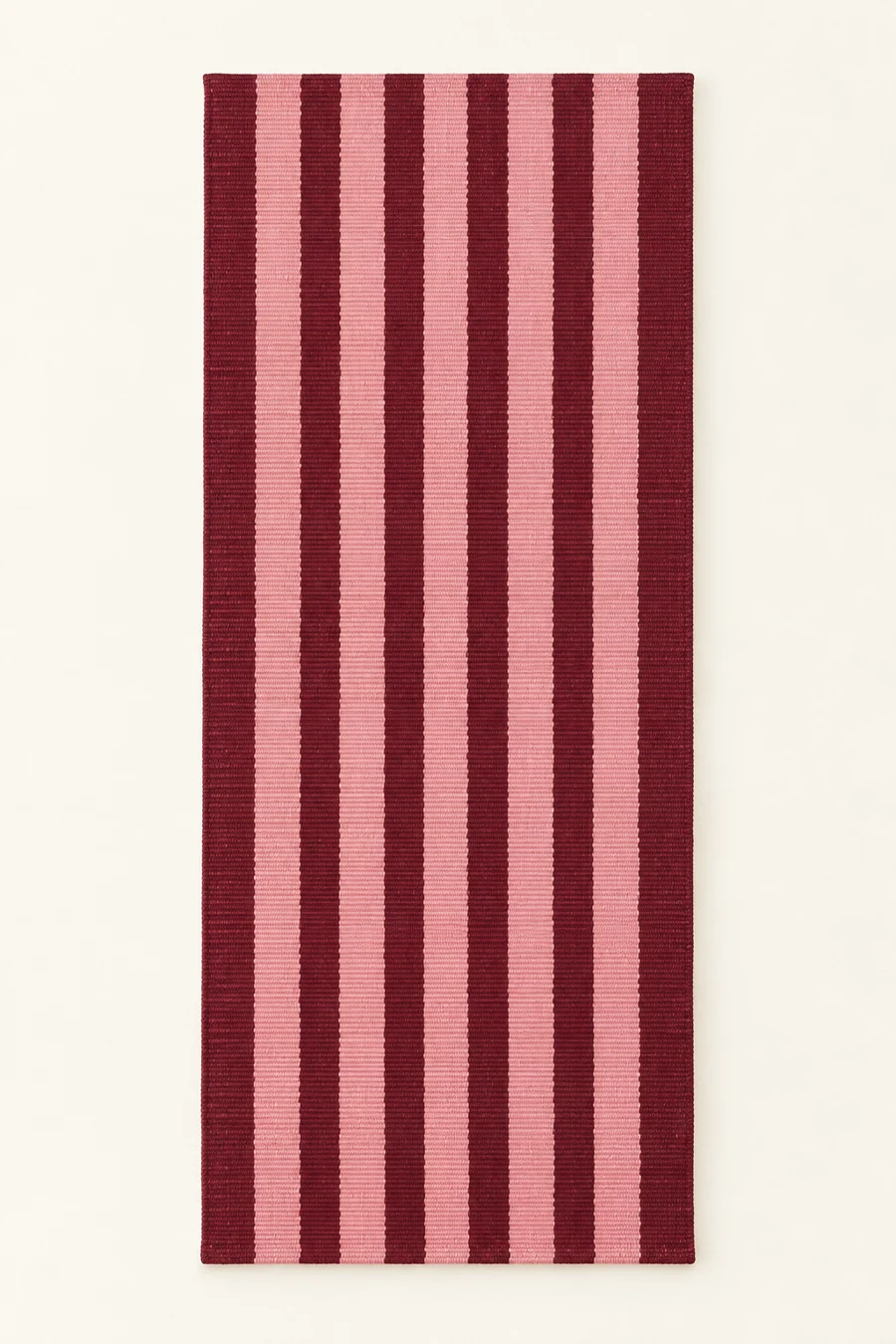 Neon Stripe Mini Runner, Burgundy / Soft pink, full rug view