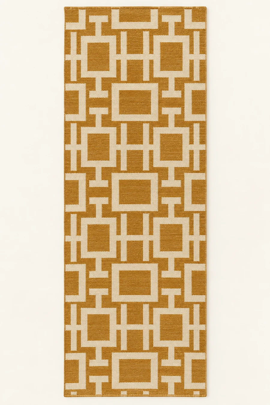 Ochre Courtyard Runner, Ochre / Cream, full rug view