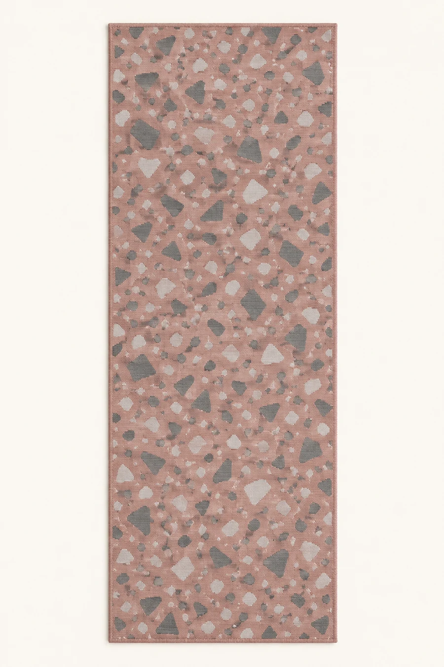 Rose Terrazzo Runner, Dusty rose / Grey, full rug view