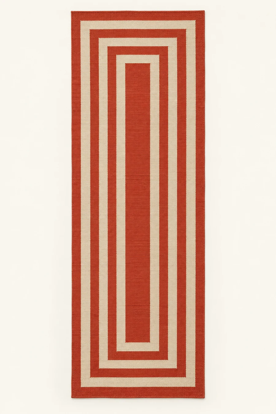 Vermilion Corridor Runner, Vermilion / Cream, full rug view